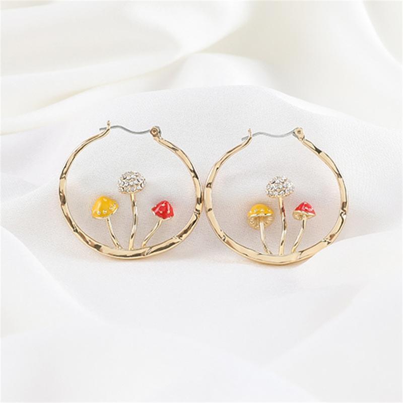 Mushroom Earrings Unique Cute Metal Earrings Colorful Trendy Mushroom Earrings