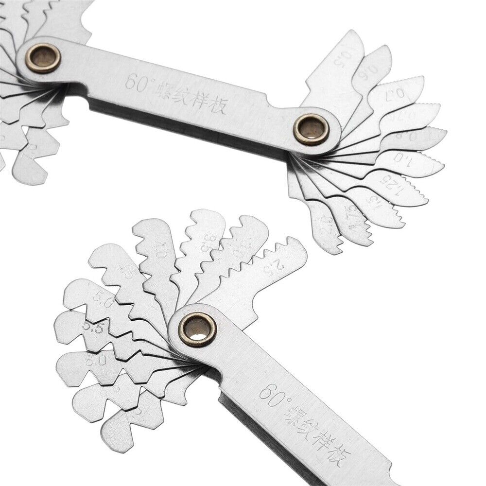 2pcs Steel 60° Dual Head Thread Screw Pitch Gage Gauge Measure Measuring Tool