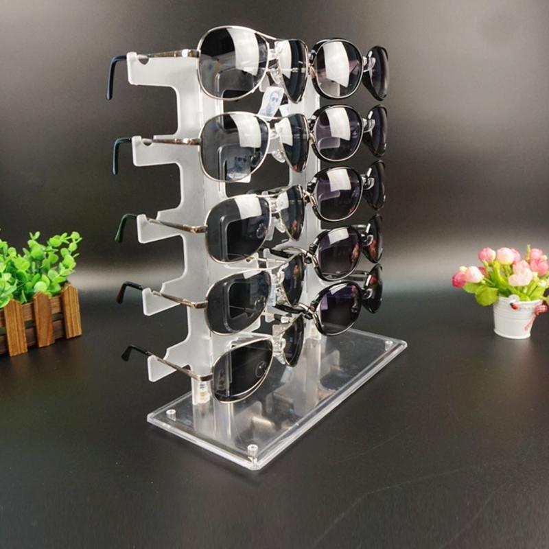 Two Row Sunglasses Rack 10 Pairs Glasses Holder Display Stand Transparent