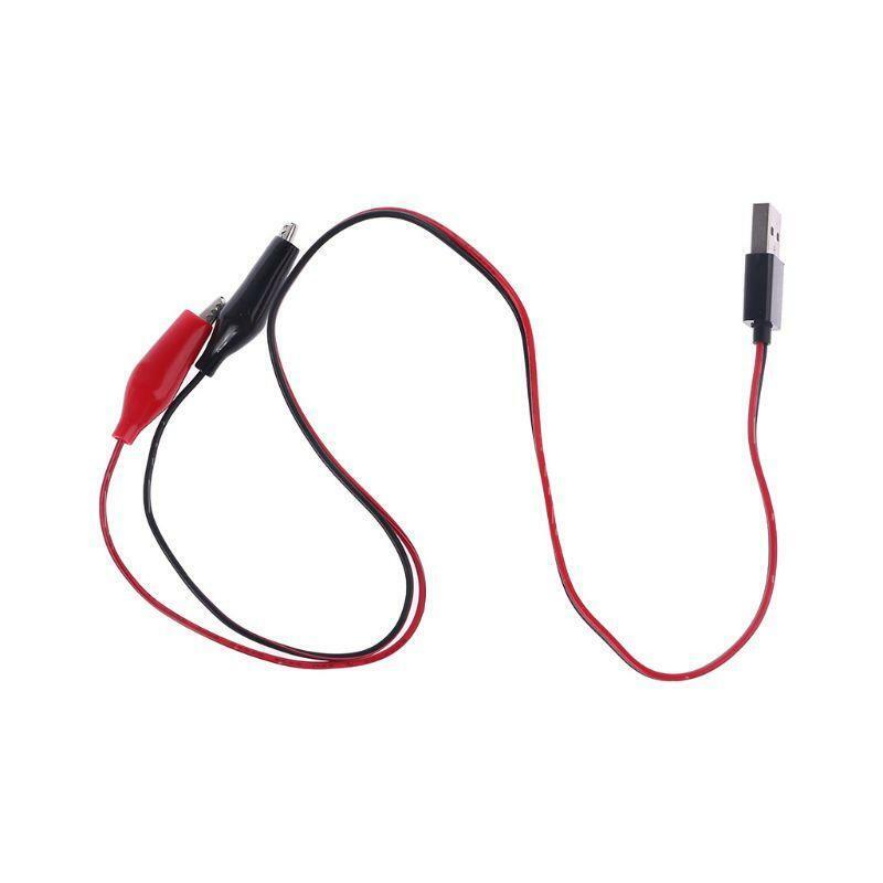Dual Alligator Test Clip Clamp to USB Male Connector Power Supply Adapter Wire