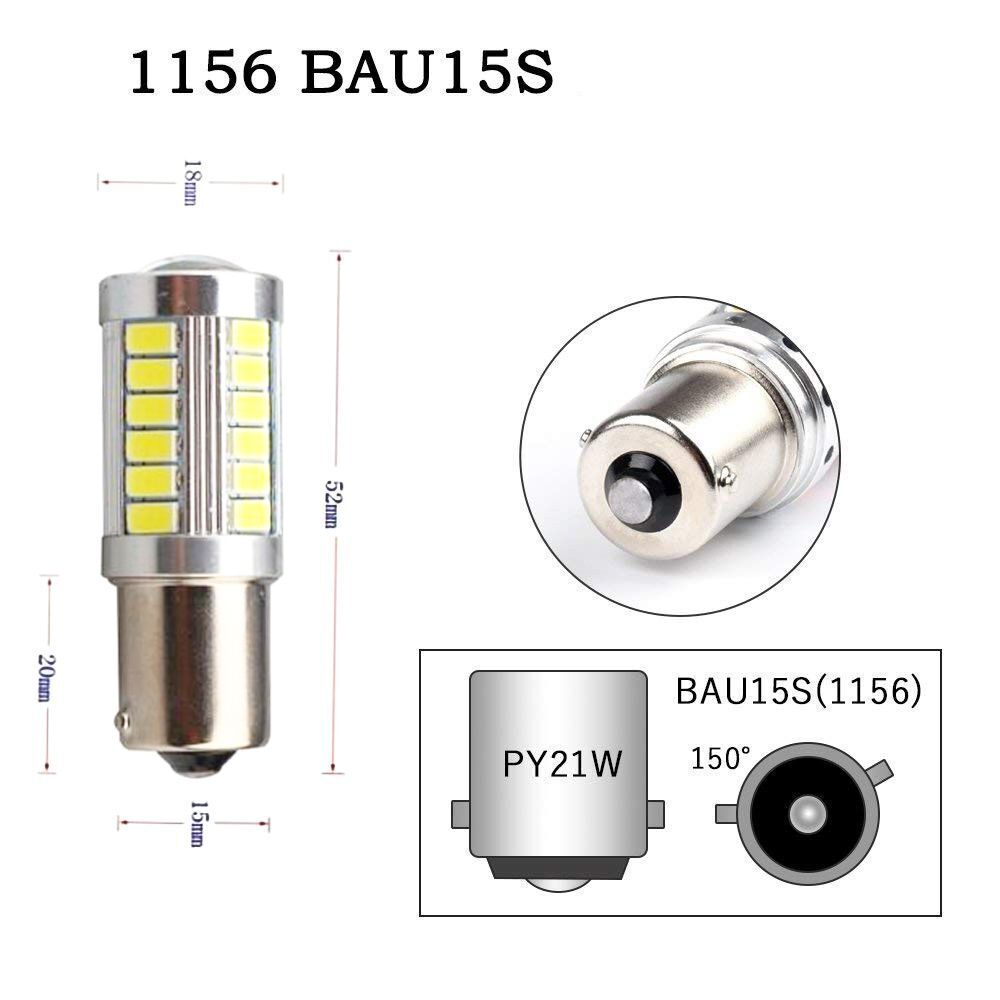 Parts 33SMD 150° White Turn Signal Bulbs Tail Lights 1156 BAU15S PY21W LED