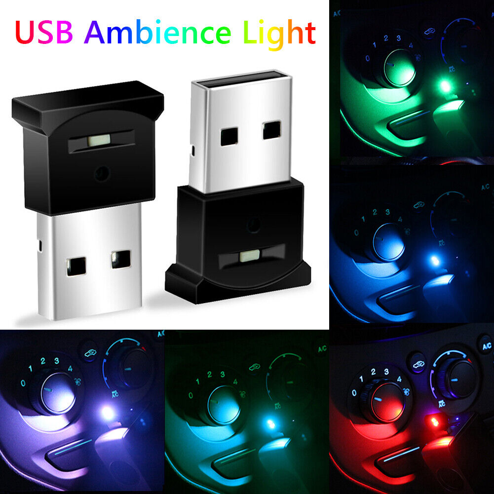 USB Car Colorful Night Lights Auto Interior RGB LED 8 Colors Ambient Lamp