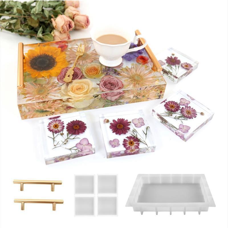 Crystal Epoxy Mold Rectangular Square Tray Mold Fruit Storage Plate Decor Mold
