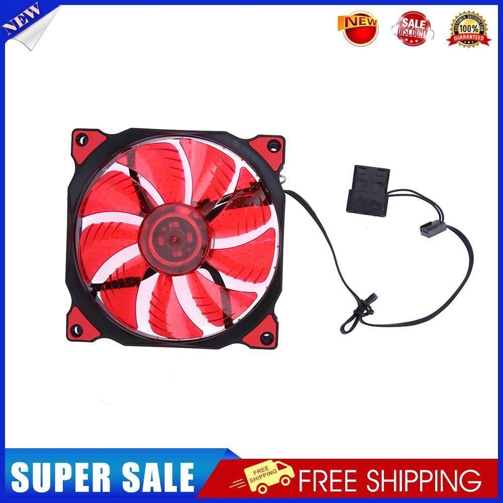 15 LED Lights Clear 120mm Quiet PC  Case Cooling Fan Mod All Color (Red)