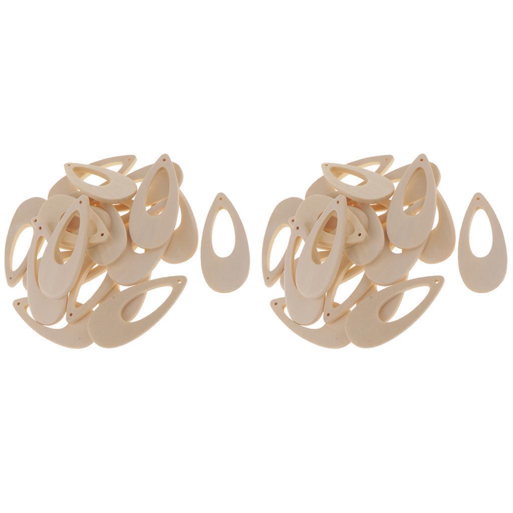 40 Pieces Plain Wooden Drop Charms for DIY Jewelry Making Earring Findings