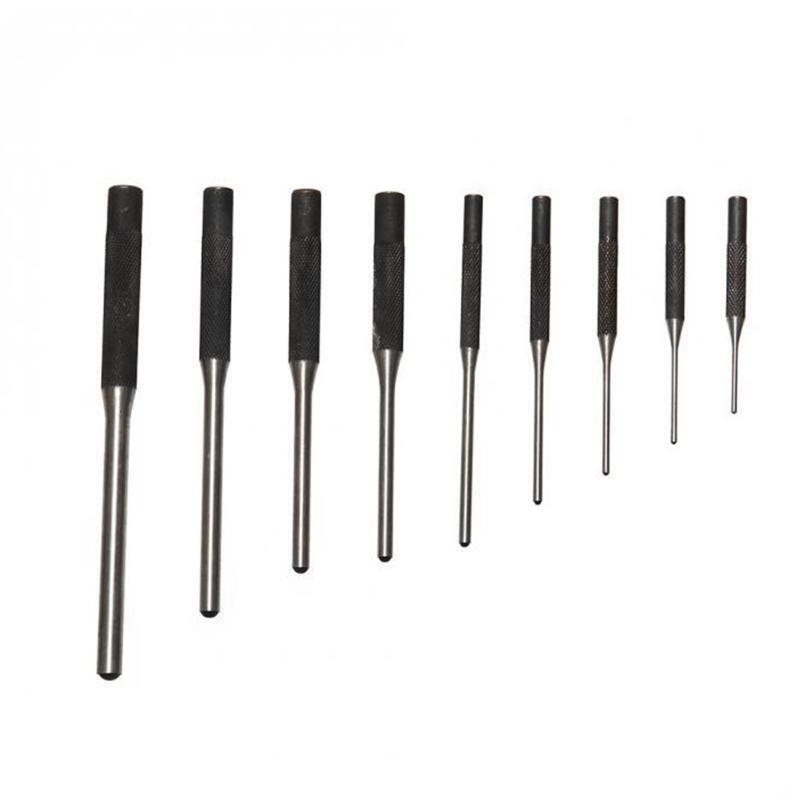 9 Pcs Steel Multi Size Round Head Pins Punch Set Grip Roll Pins Punch Tool Kit