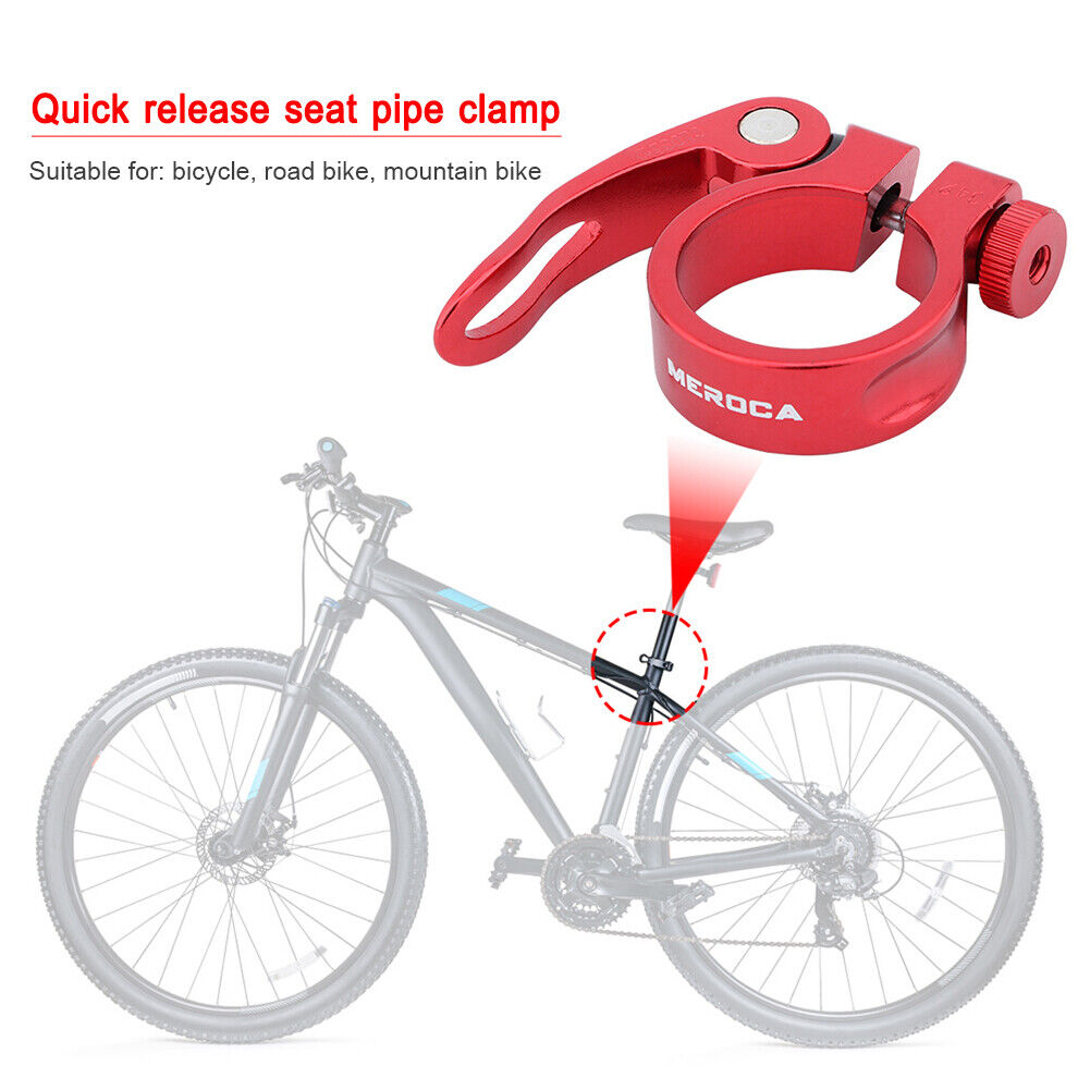 MTB Bike Road Quick Release Seat Post Clamp Saddle Tube Clip (Red 34.9mm)