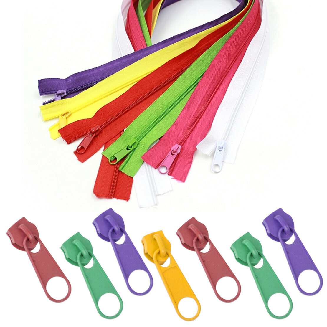 40x #5 Zip Slider Puller Replacement Bag Clothes Zipper Repair Multi-Color Li