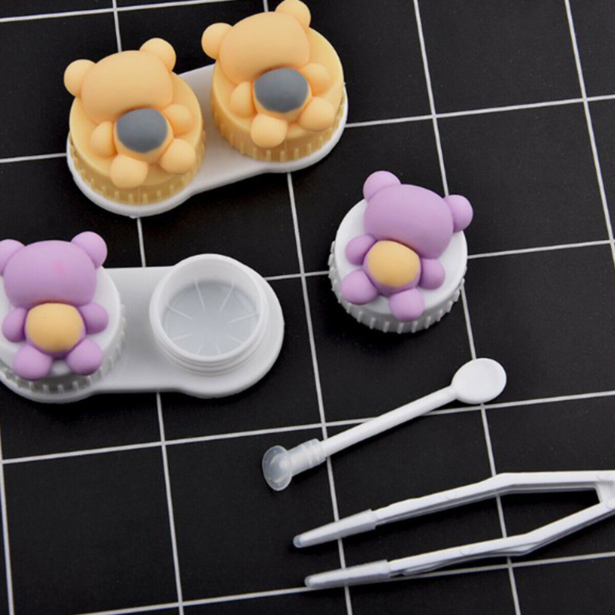 Cute Bear Pocket Mini Contact Lens Case Box Kit Outdoor Travel Holder Container