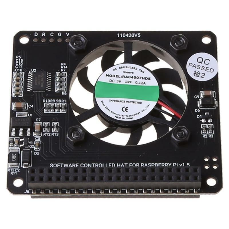 Mini HAT RGB Cooling HAT with Fan Software Controllable for Raspberry  Pi 4B/3B