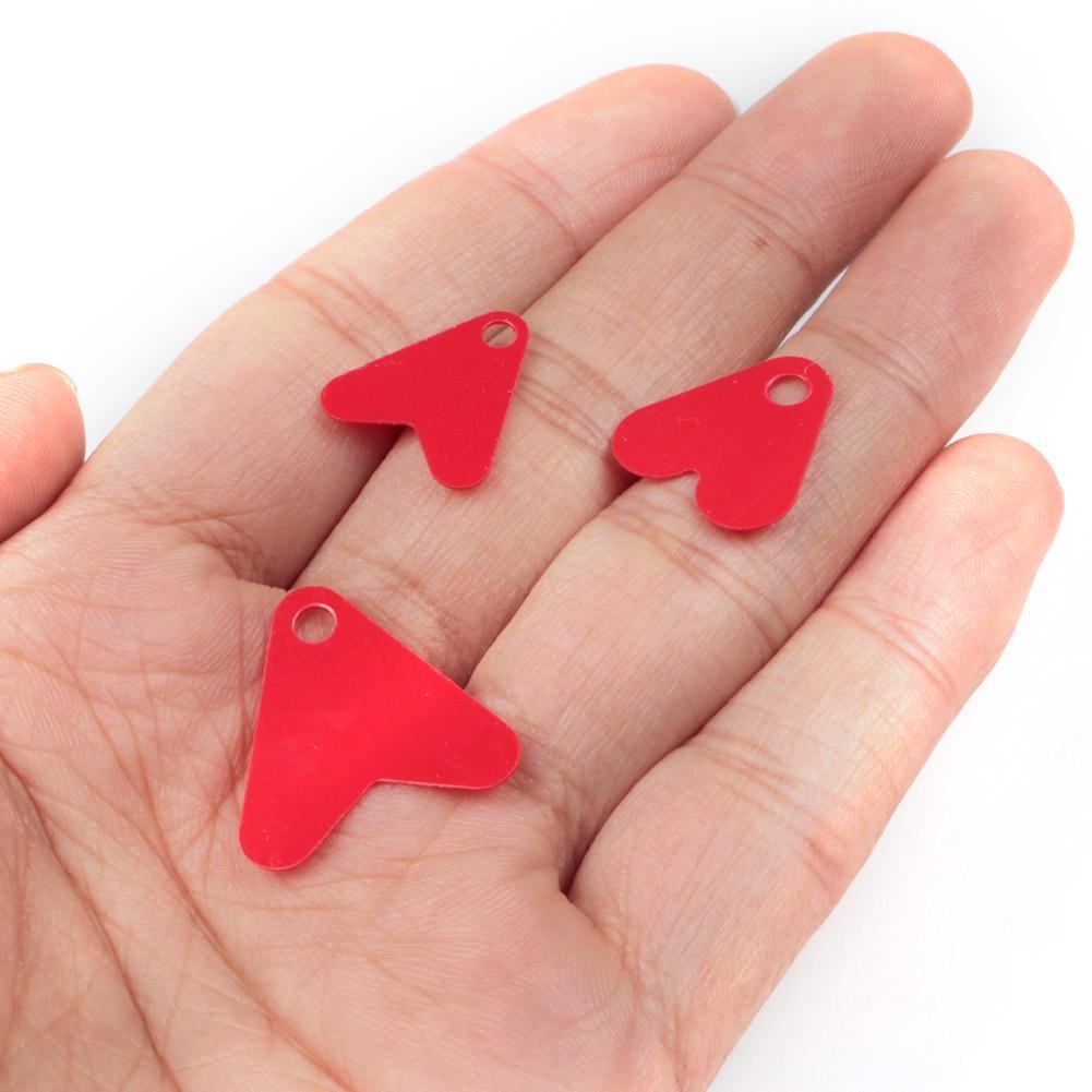 100pcs Plastic Fishtail for Spoon Fishing Lures Red Heart Sequins (22mm)