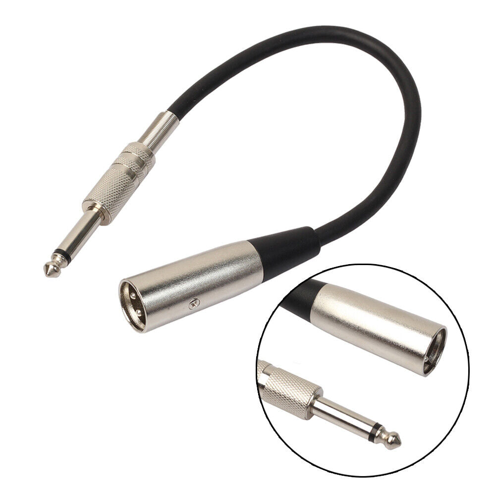 3P XLR Male Jack to 1/4" 6.35mm Female Plug Stereo Microphone Adapter Silve