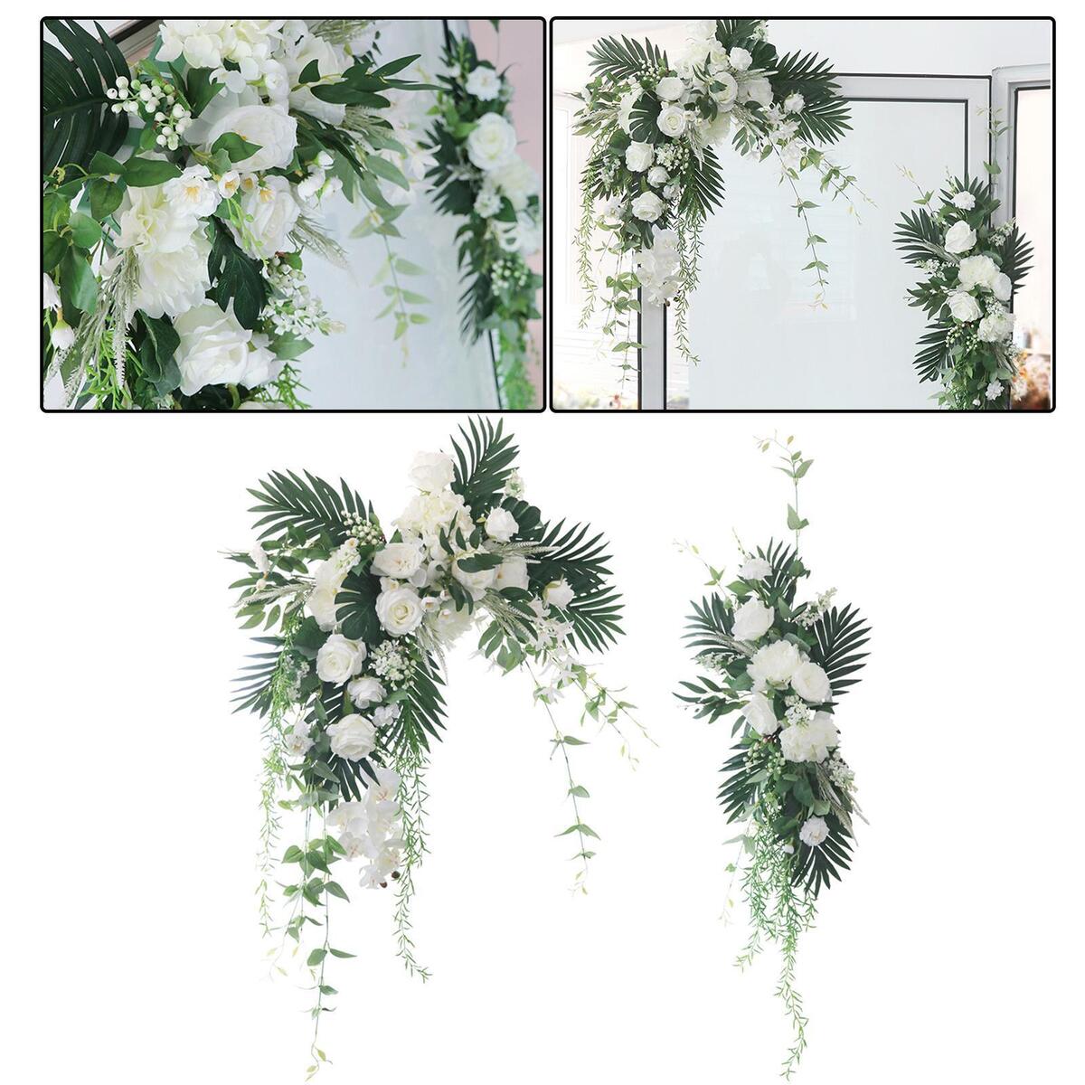 2x Silk Wedding Arch Flowers Kit Eucalyptus Leaf Garland for Window Wedding