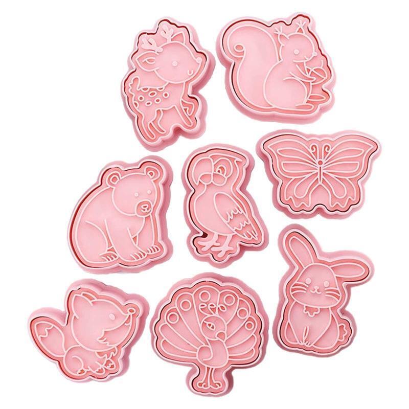 Set of 8 Forest Animal Theme Cookie Cutters Plastic Fondant Cutter Cookie Stamps