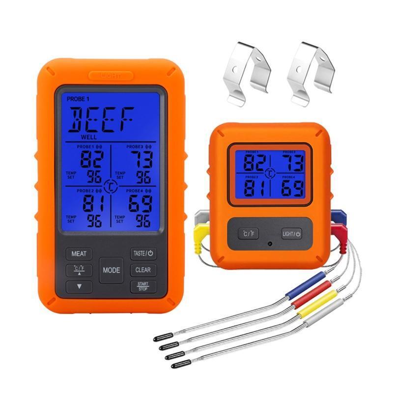 Wireless Food Thermometer with 4 Probes BBQ Grilling Meat Accessories