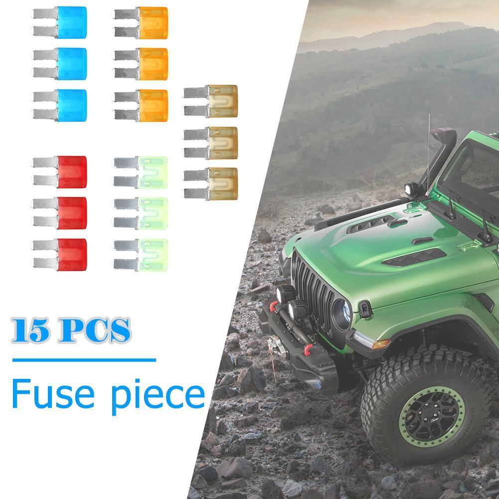 15pcs Micro2 Fuses 5A 7.5A 10A 15A 20A Car Auto Blade Fuse Assortment Kit