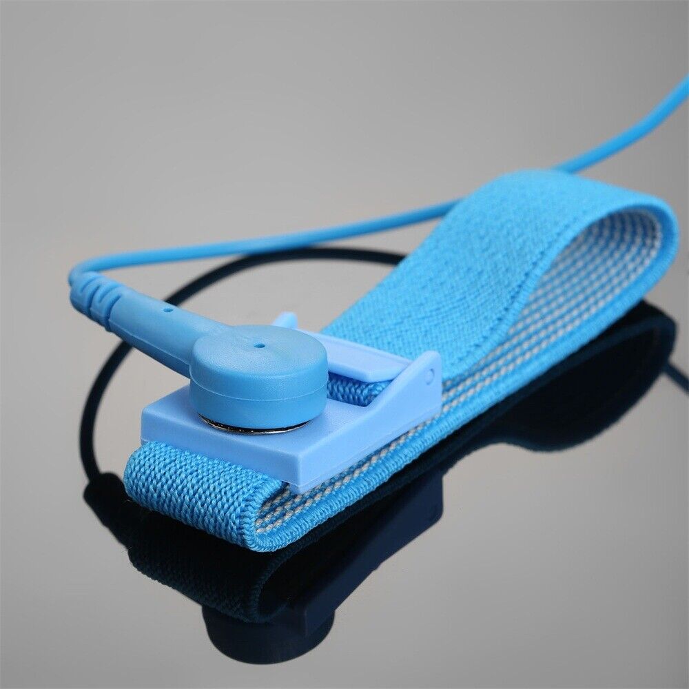Blue Antistatic Discharge Cable Adjustable Wrist Band Grounding Prevent Static