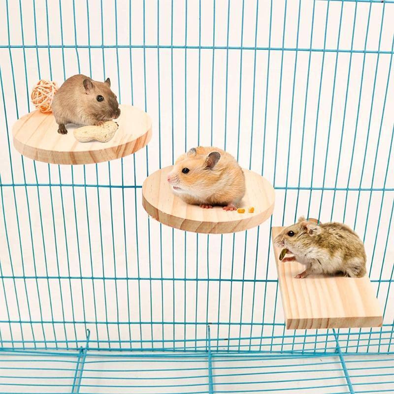 5 Pieces of Natural Wood Stand Platform for Squirrel Gerbil Chinchilla Hamster