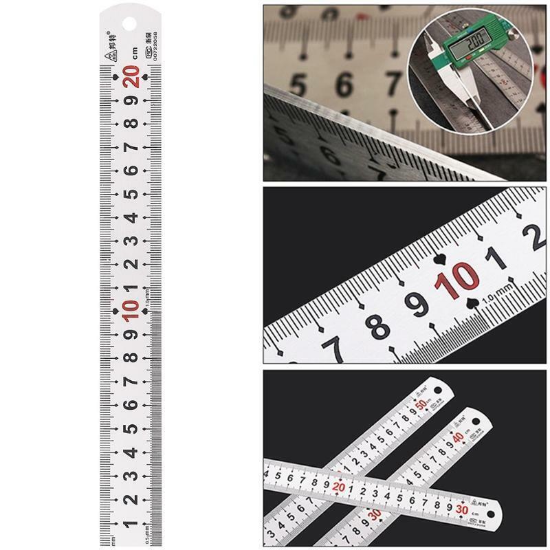 Stainless Steel Straight Ruler mm/ inch 20cm Metal Ruler Measuring Tool Useful