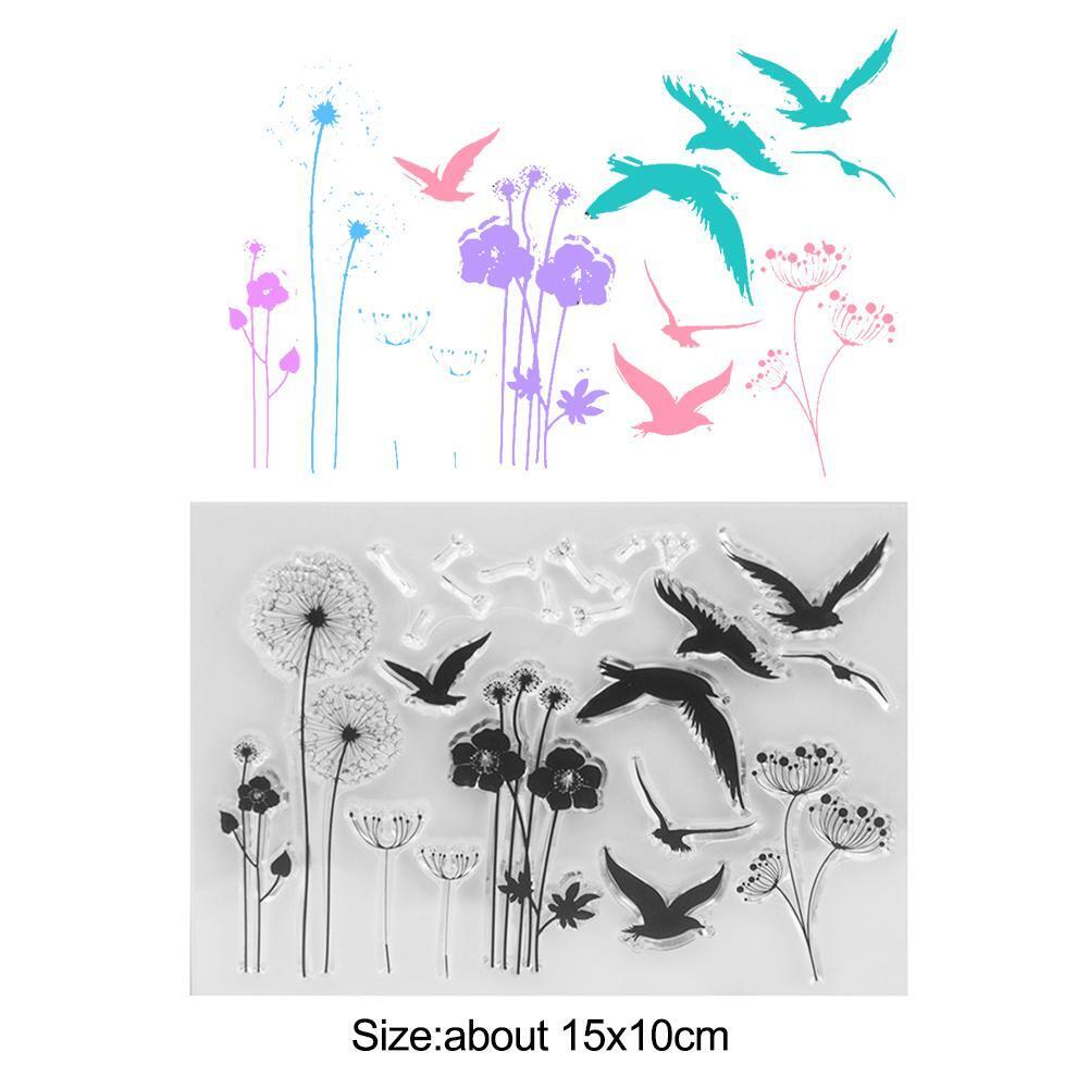 DIY Flowers Birds Silicone Clear Stamps Scrapbook/Photo Album Craft Decor