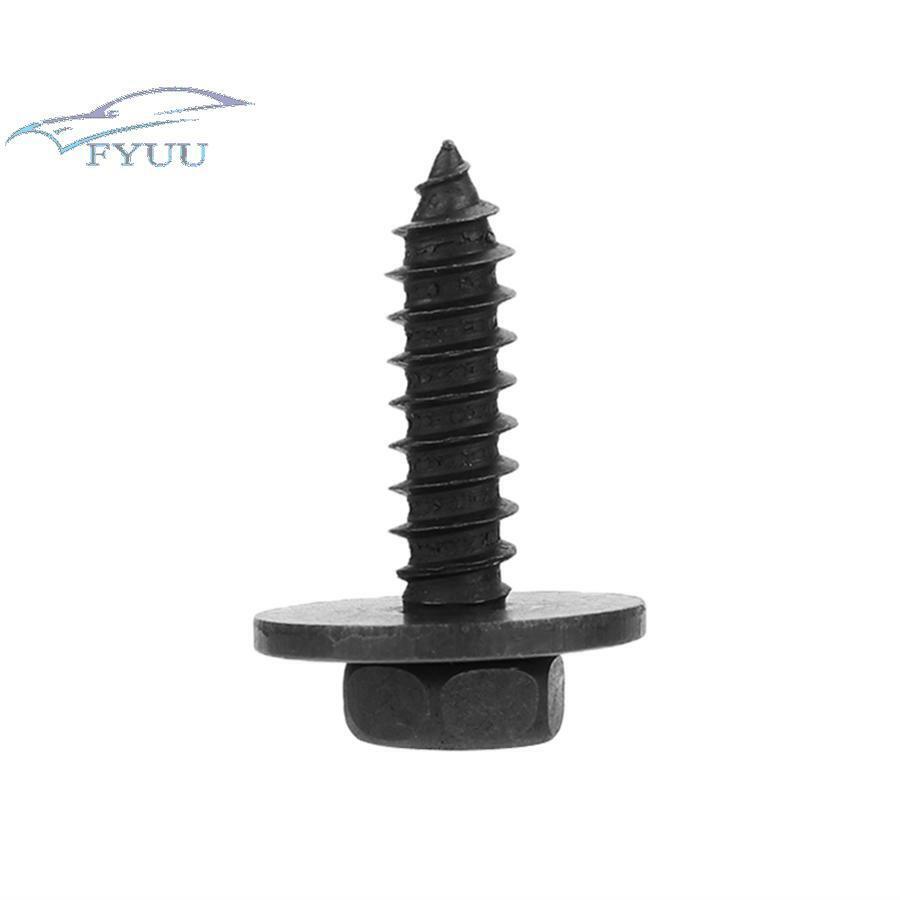 100pcs Black Metal Car Body Fender Bumper Retainer Clips 6.8mm Hex 4mm Screw