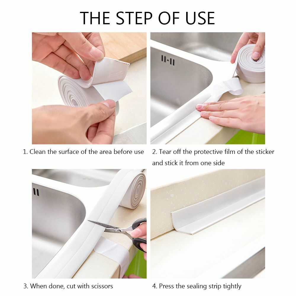 PVC Self Adhesive Toilet Bathroom Wall Corner Sink Edge Sealing Strip Seal Tape