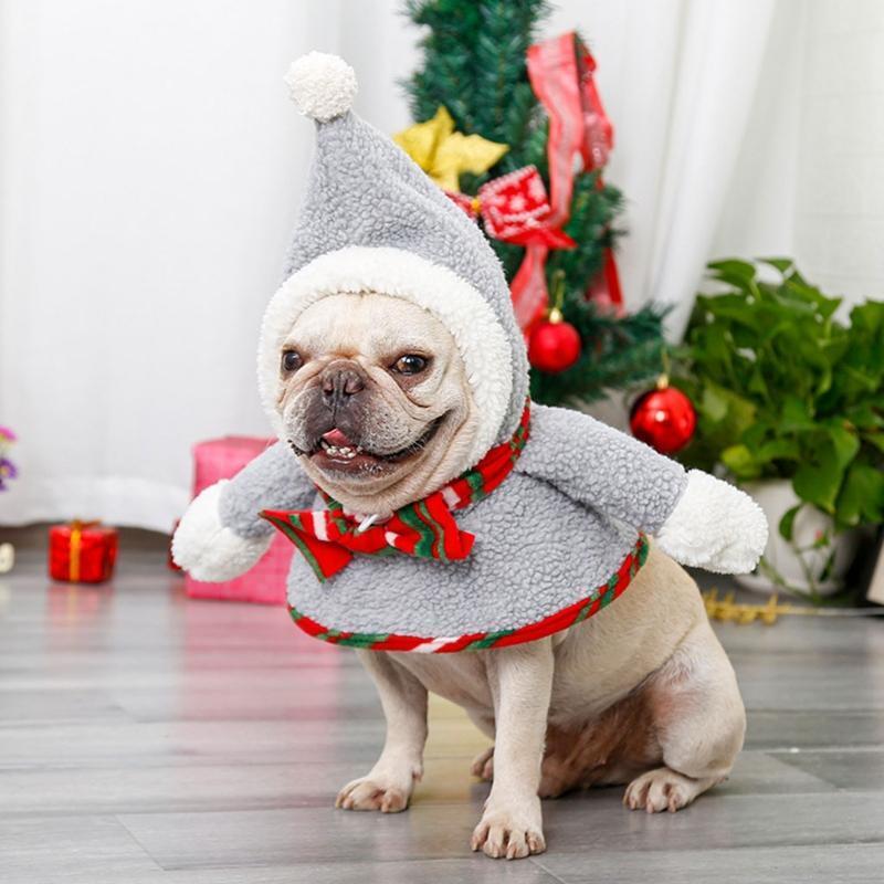 Christmas Cloak Cape with Hat for Cats Dogs Holiday Costume Photo Props
