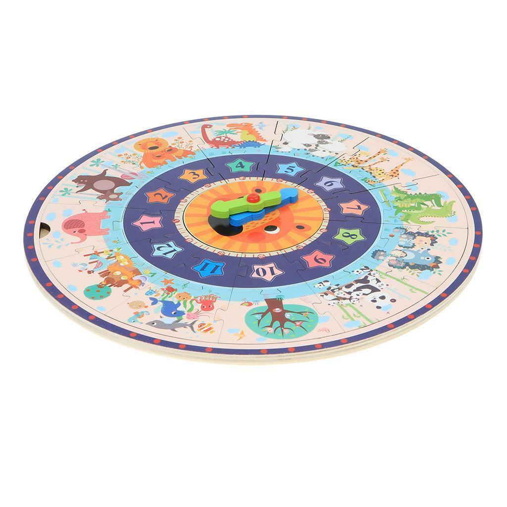 Wooden Jigsaw Puzzle Clock Teaching Clock Blocks  Educational