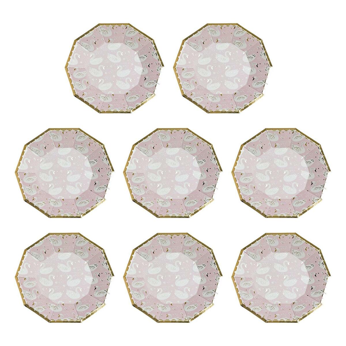 8Pcs Pink Disposable Dinner Plate Degradable for Valentine'S Day Supplies