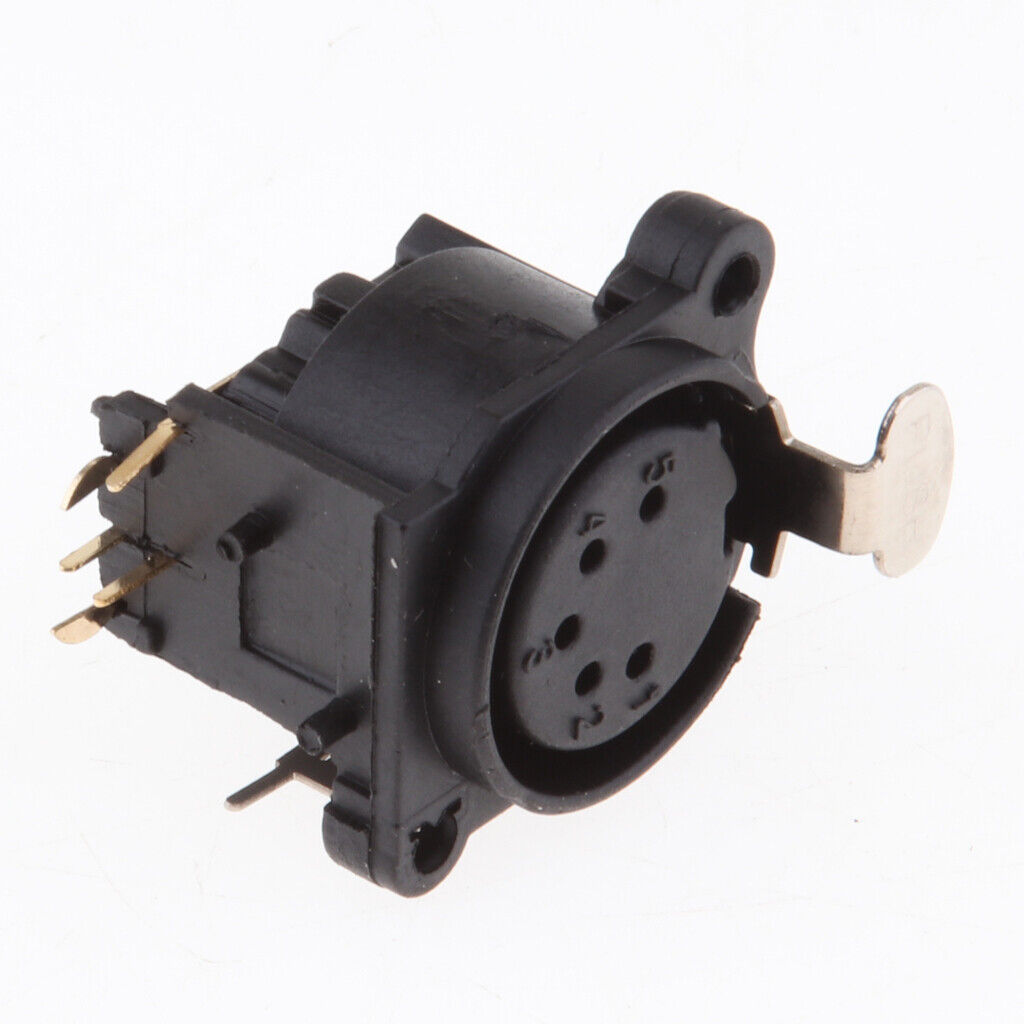 Curved 5 Pin Female Chassis Panel Socket Plug XLR Audio Microphone MIC Connector