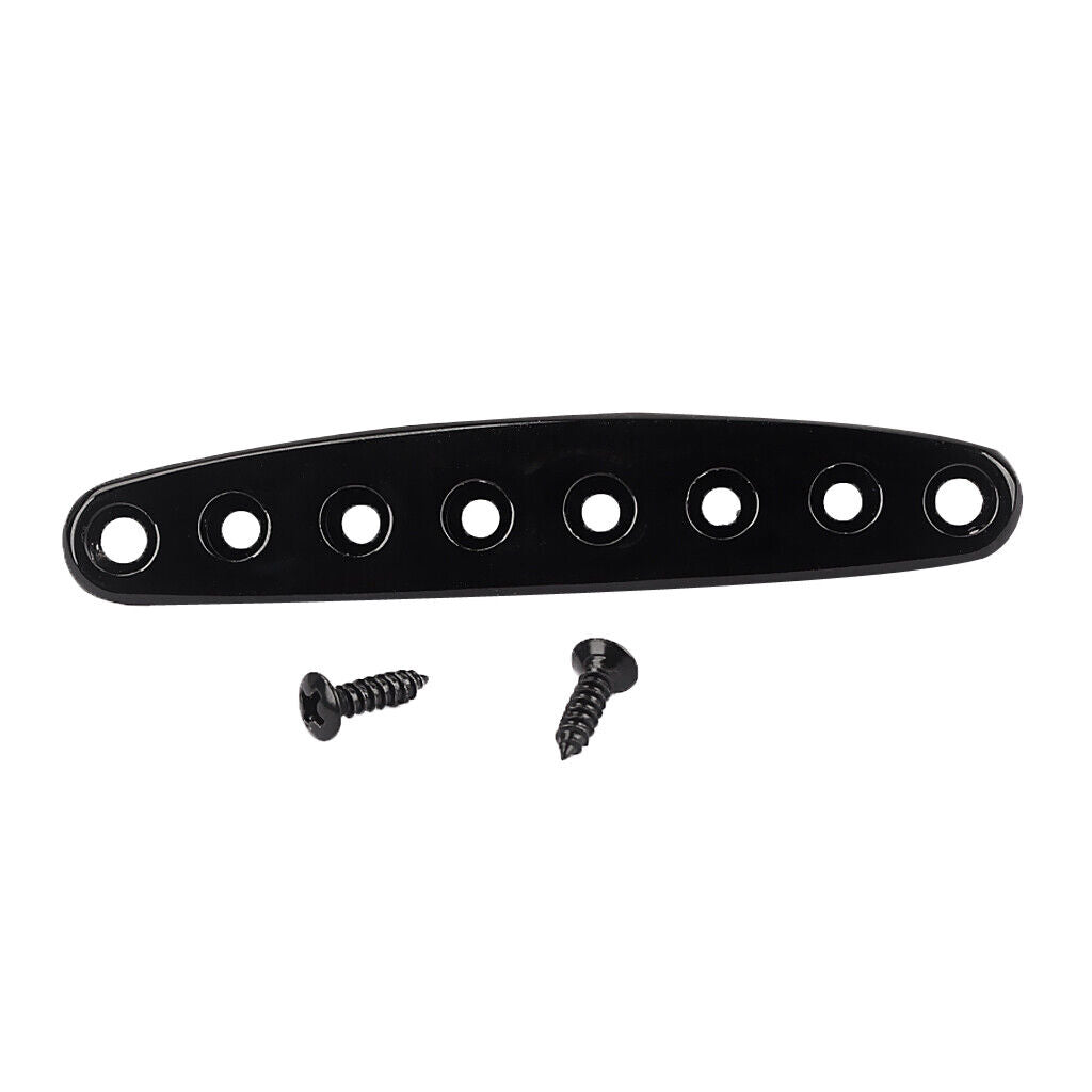 Durable Metal Electric Guitar Bridge Thru Body String Ferrules Plate Black