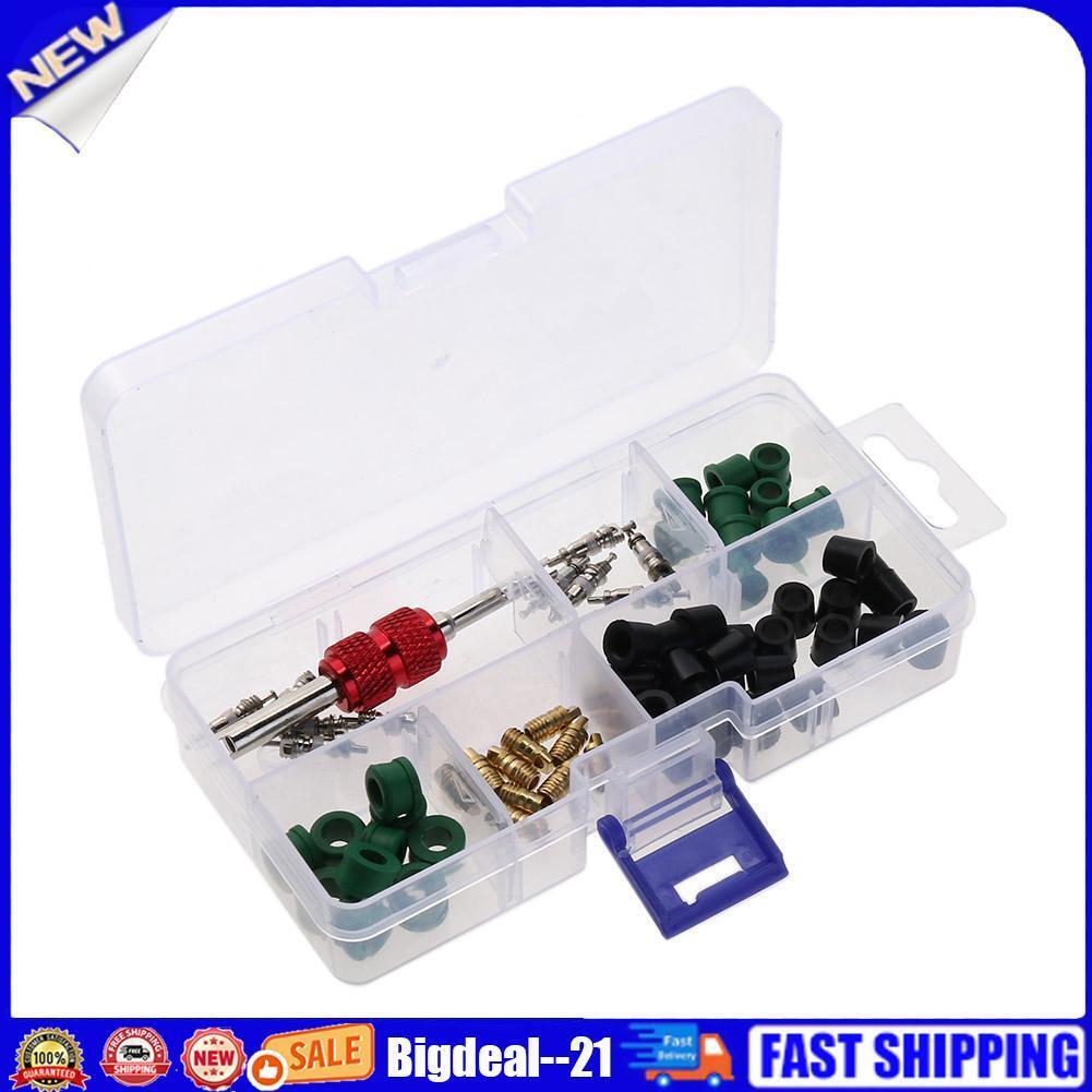 71pcs/set A/C Rubber Gasket+ AC Valve Core+ Remover Tool Assortment Kit