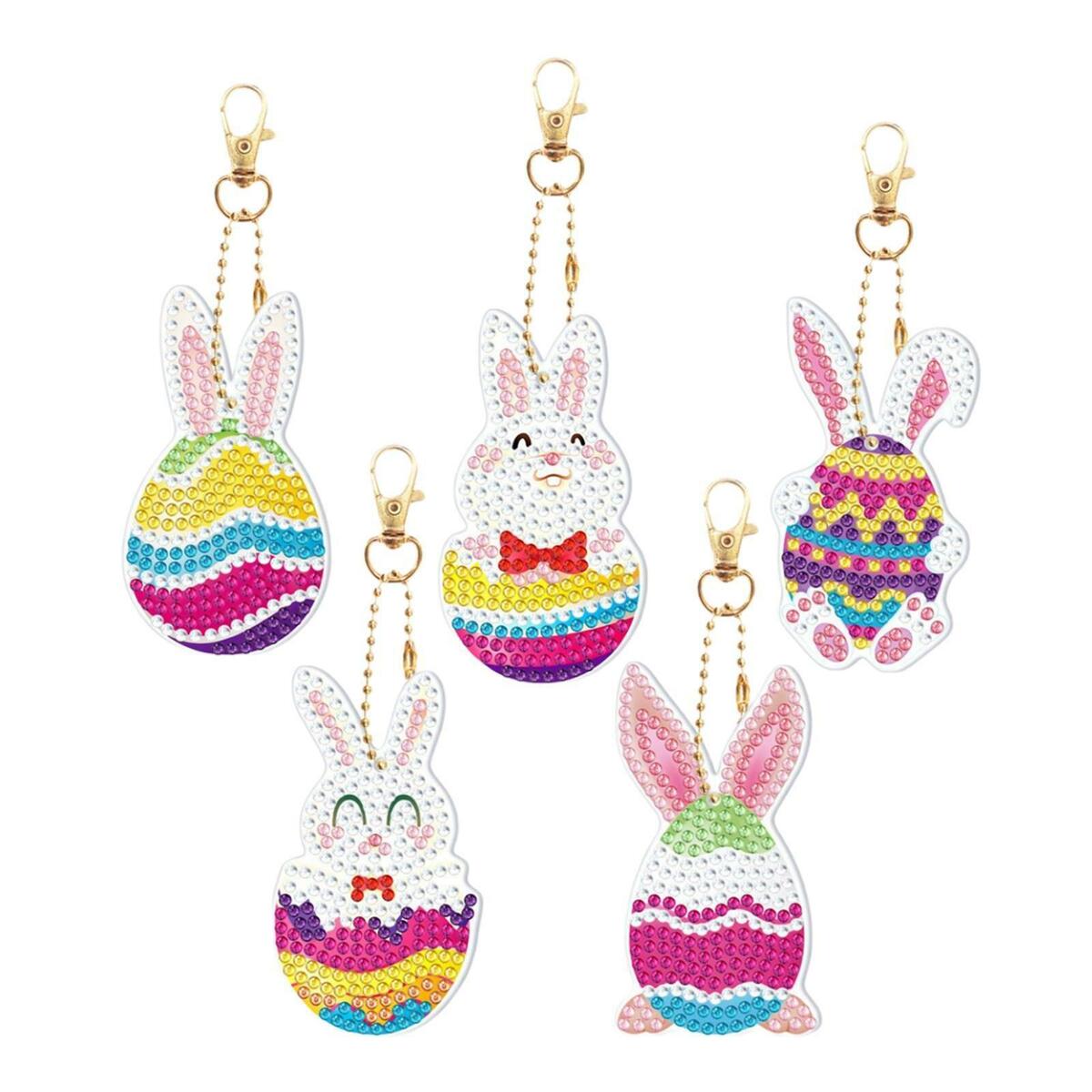 5Pcs 5D DIY  Keychain Easter for  Crystal Mosaic Making