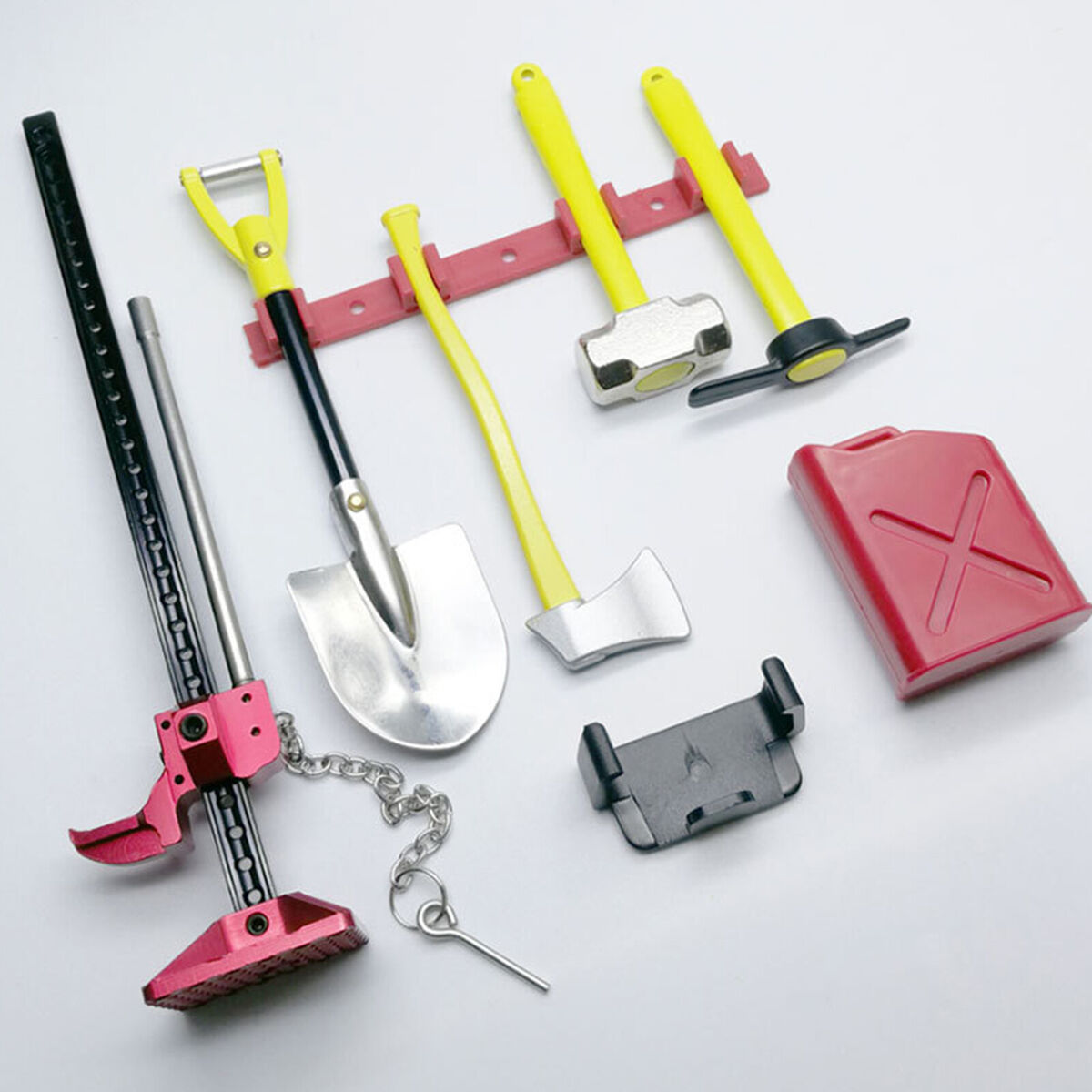 6x Simulation Shovel Hammer Decorative Tools for 1/10 SCX10 Trx-4 RC Crawler Car