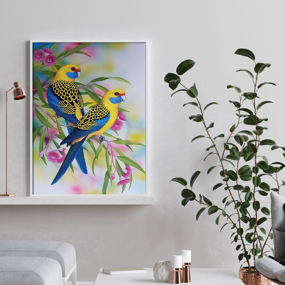 DIY Blue Rose Birds Animal 5D Mosaic Full Drill Round Diamond Painting Kit