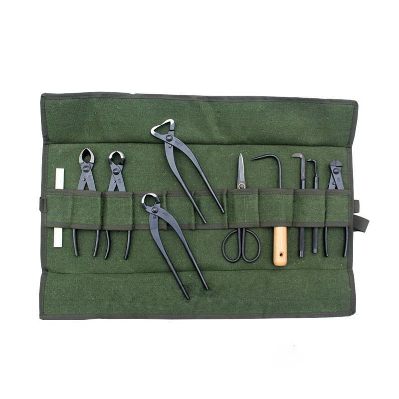 Bonsai Tool Roll Storage Bag with 10 Pockets for Garden Portable Hardware Bag
