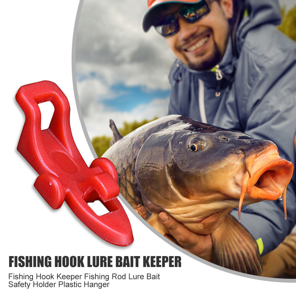 Fishing Hook Keeper Fishing Rod Lure Bait Safety Holder Plastic Hanger(Red)