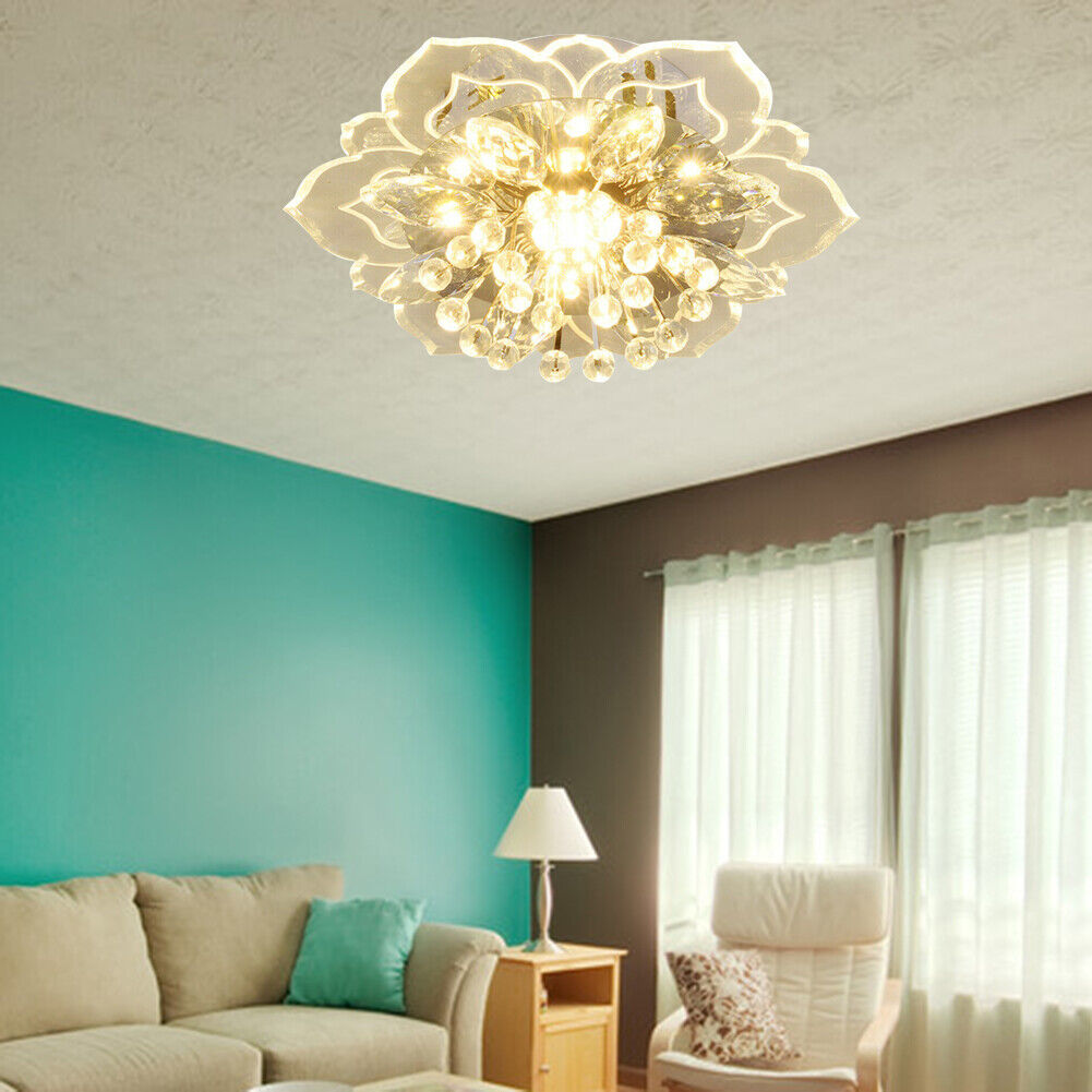 Modern LED Flower Crystal Ceiling Chandelier 9W Decor Lamp (Warm White)