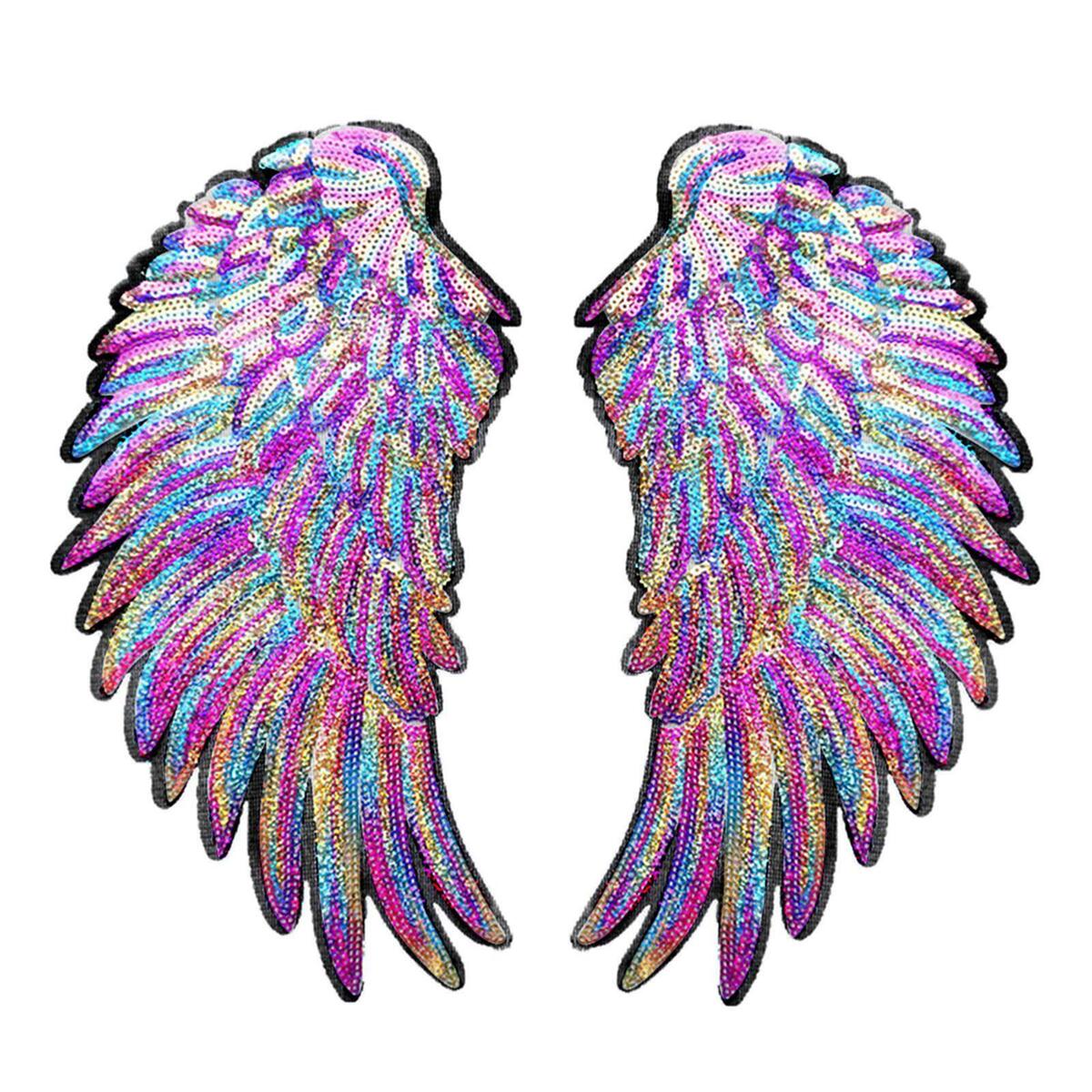 4 Colorful Angel  Sequin Patches Shiny Applique Jackets Bags Decor