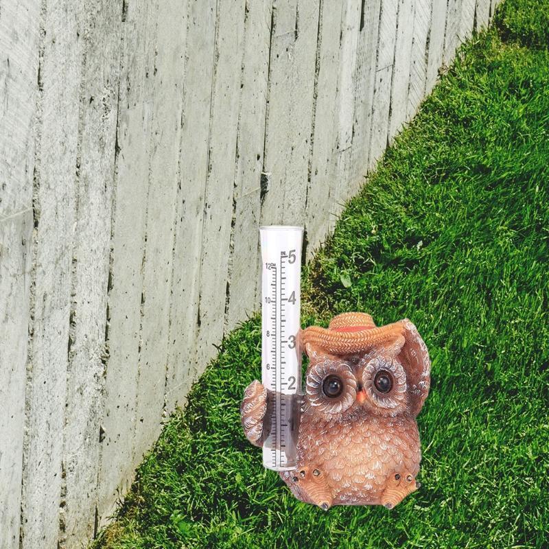 Garden Statues Owl Rain Gauge Outdoor Garden Decor Decorative Sculpture For Kids