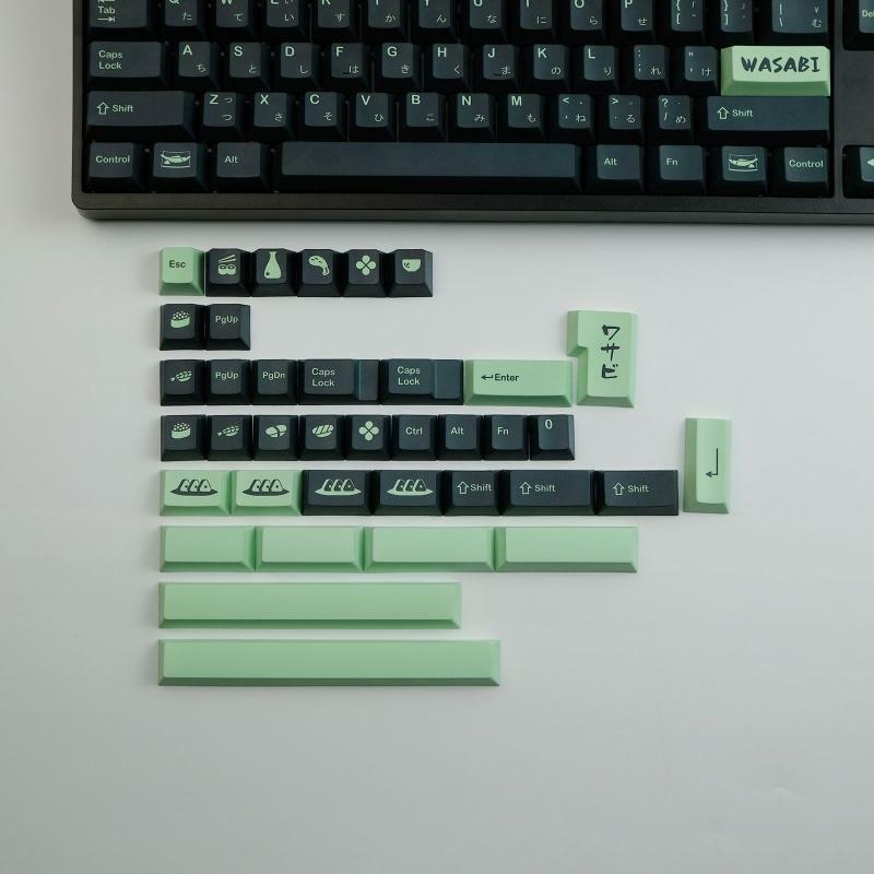 140Key Wasabi Mustard PBT Sublimation Keycaps for Cherry MX Switches Mechanical
