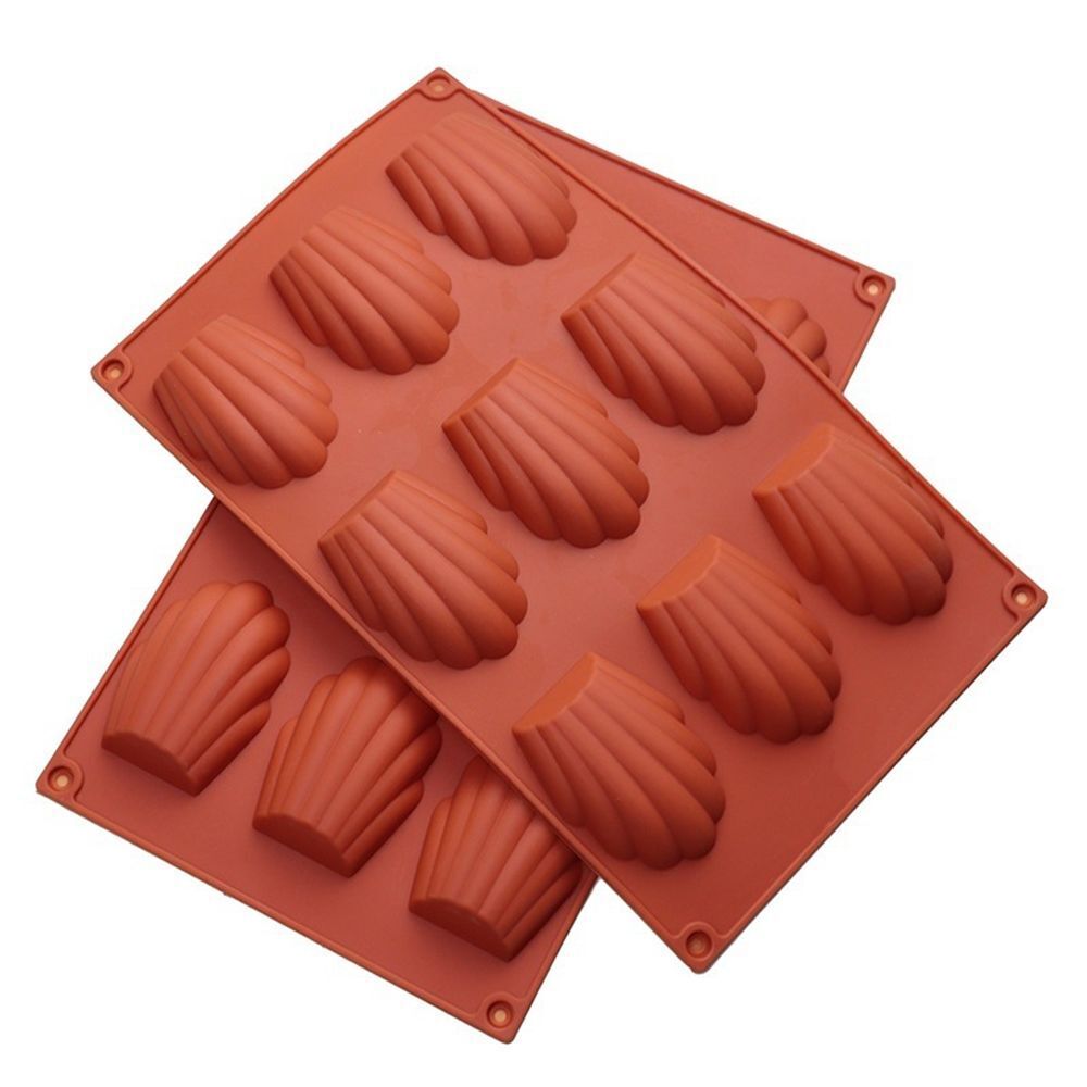2PCS Mini Biscuit Cookie Brick Red Cake Mold 9 Cavity Shell Shape Madeleine Pan