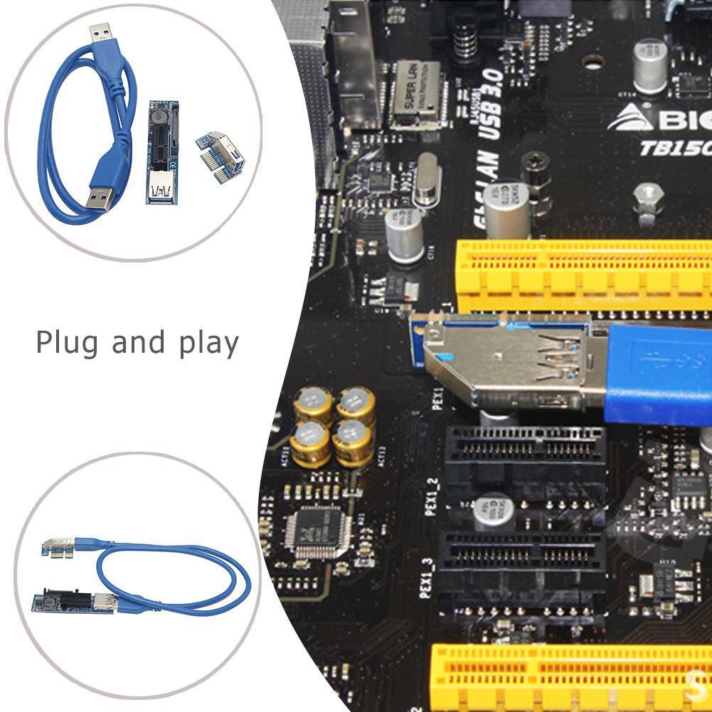 SSU PCI-E x1 to x1 Extension Riser Card Adapter with USB3.0 Cable (0.6m)