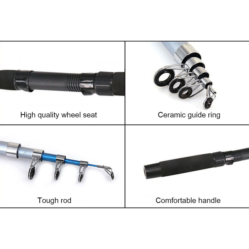 Spinning Fishing Rod Combo Portable Fishing Reel Tackle Pole Full Kits