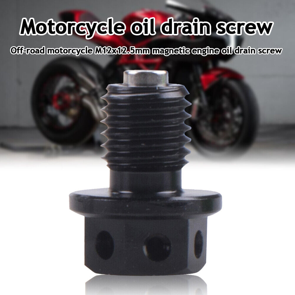 Universal Magnetic Motorbike Oil Drain Screw M12 Motorcycle Plugs (Black)