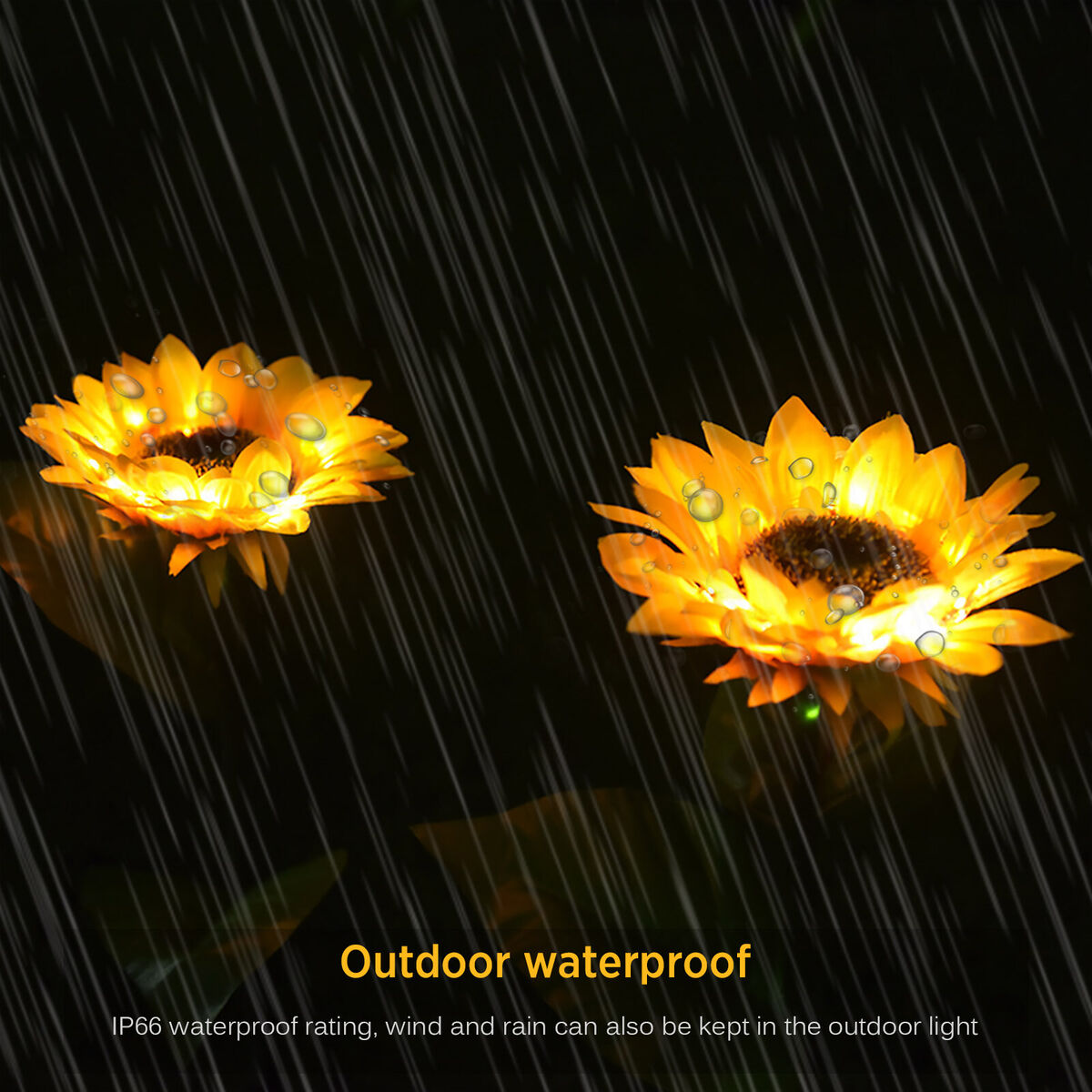 2 Packs Solar Sunflower Lights, Waterproof LED Garden Lamp, for Lawn, Yard