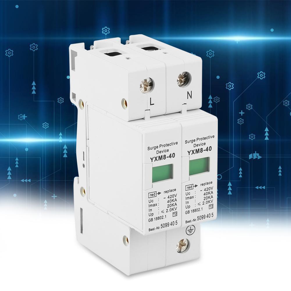 2 Poles SPD DC 420V 2P 20KA-40KA Low-voltage Arrester House Surge Protector
