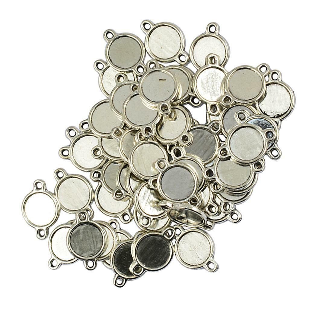 50 Pieces Double Sided Bezel Pendants Blanks Base Settings for Jewelry 10mm