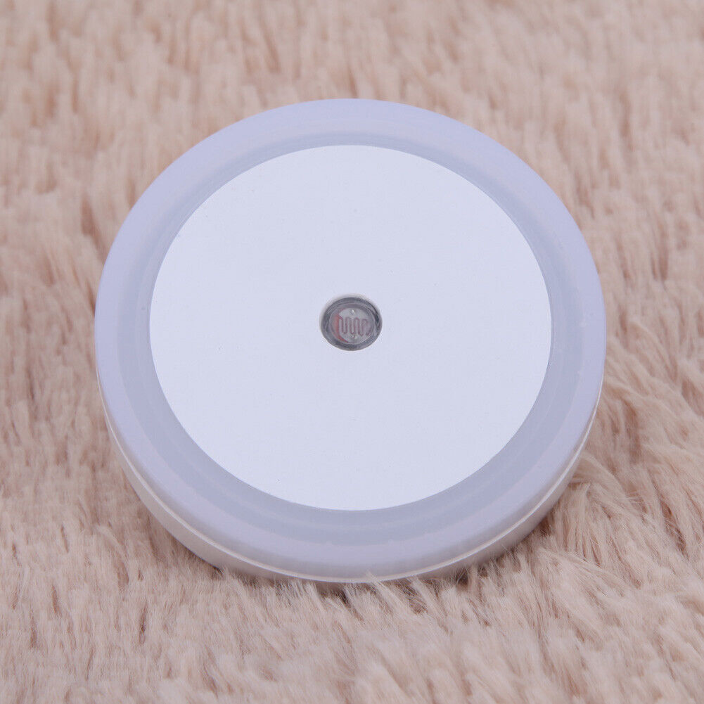 LED Light Sensor Control Night Light Round Bedroom Lamp (White)(US plug)
