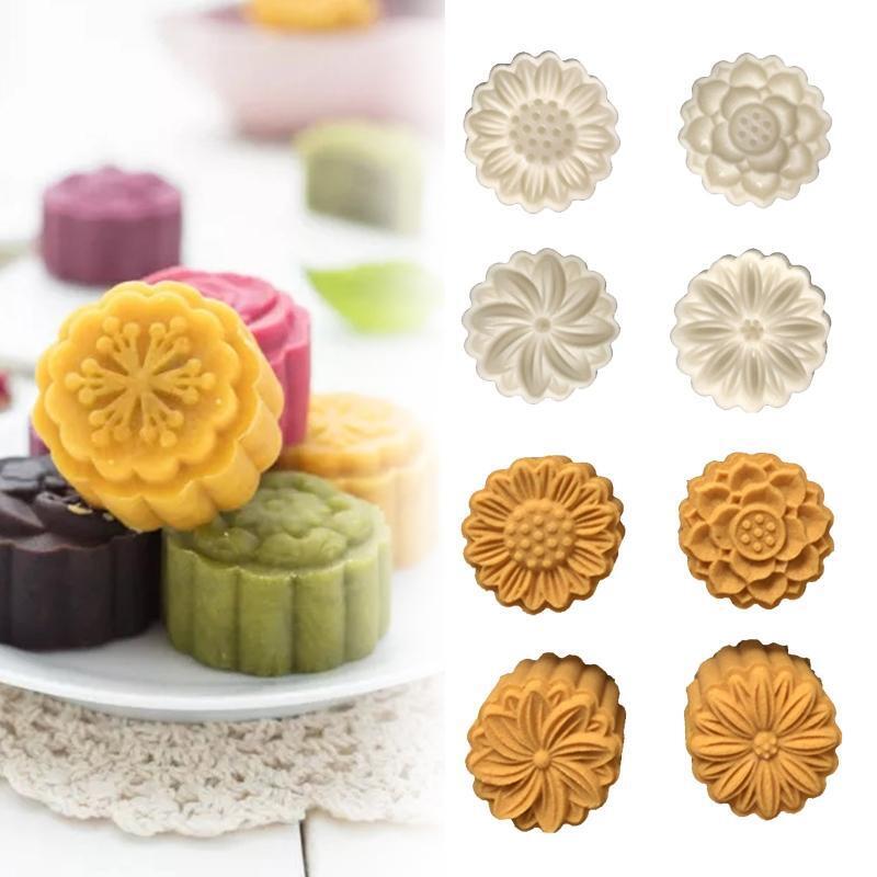 25g 4pcs Cookie Stamps Thickness Adjustable Moon Cake Mold Set Hand Press Cutter